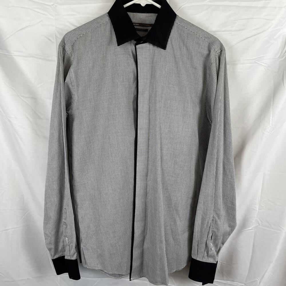 BCBG attitude Mens Size M Long Sleeve Hidden Button Down Shirt